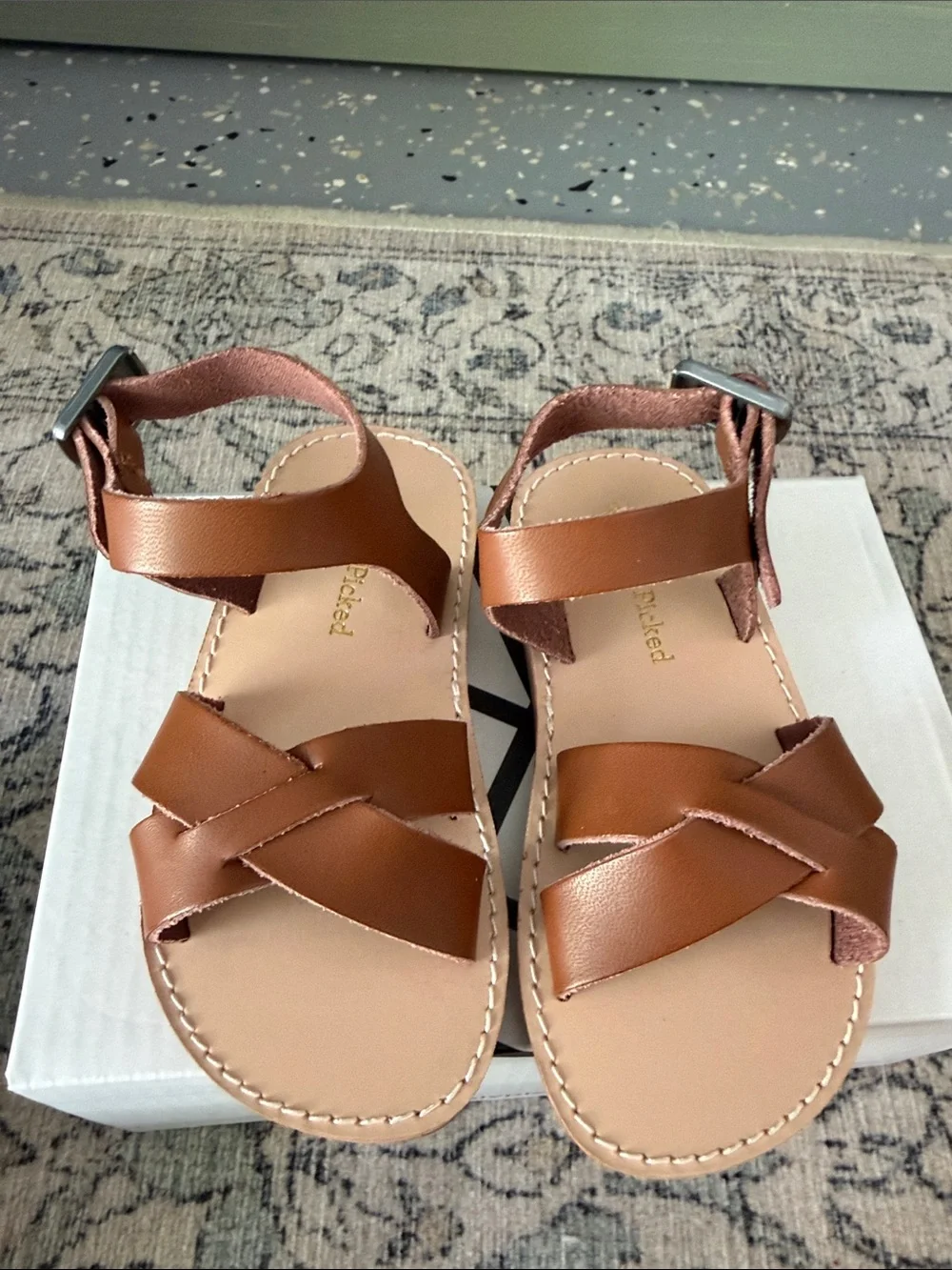 Freshly Picked Saybrook II Kids Sandals Cognac Leather size baby/toddler 5